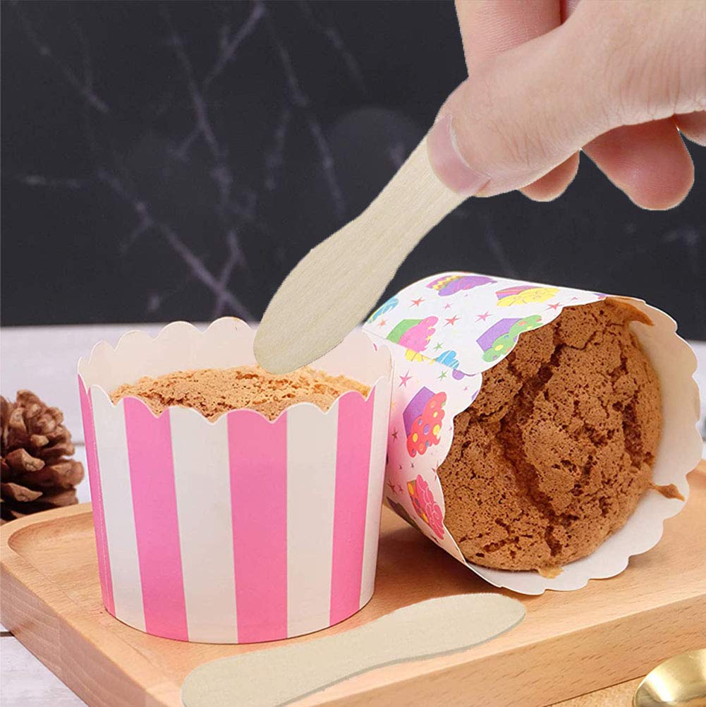 Mini Cucchiai di Legno Getta 100 Pezzi Cucchiaio Degustazione Gelato Ecologico Biodegradabile per Feste Eventi Matrimoni