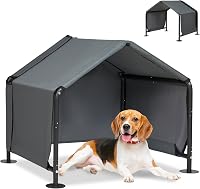 LitaiL Outdoor Dog Kennel for Small Dogs - 29.5x25.6x25.6 Waterproof Sun Rain Canopy Shelter with Removable Back Door & Ground Nails