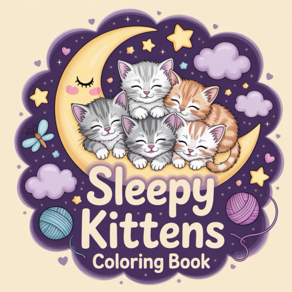 Sleepy Kittens Coloring Book: Cute kittens coloring book for adults, sleepy cats coloring book, cozy blanket kittens coloring book, relaxing cat ... kids, stress relief cat lovers coloring book