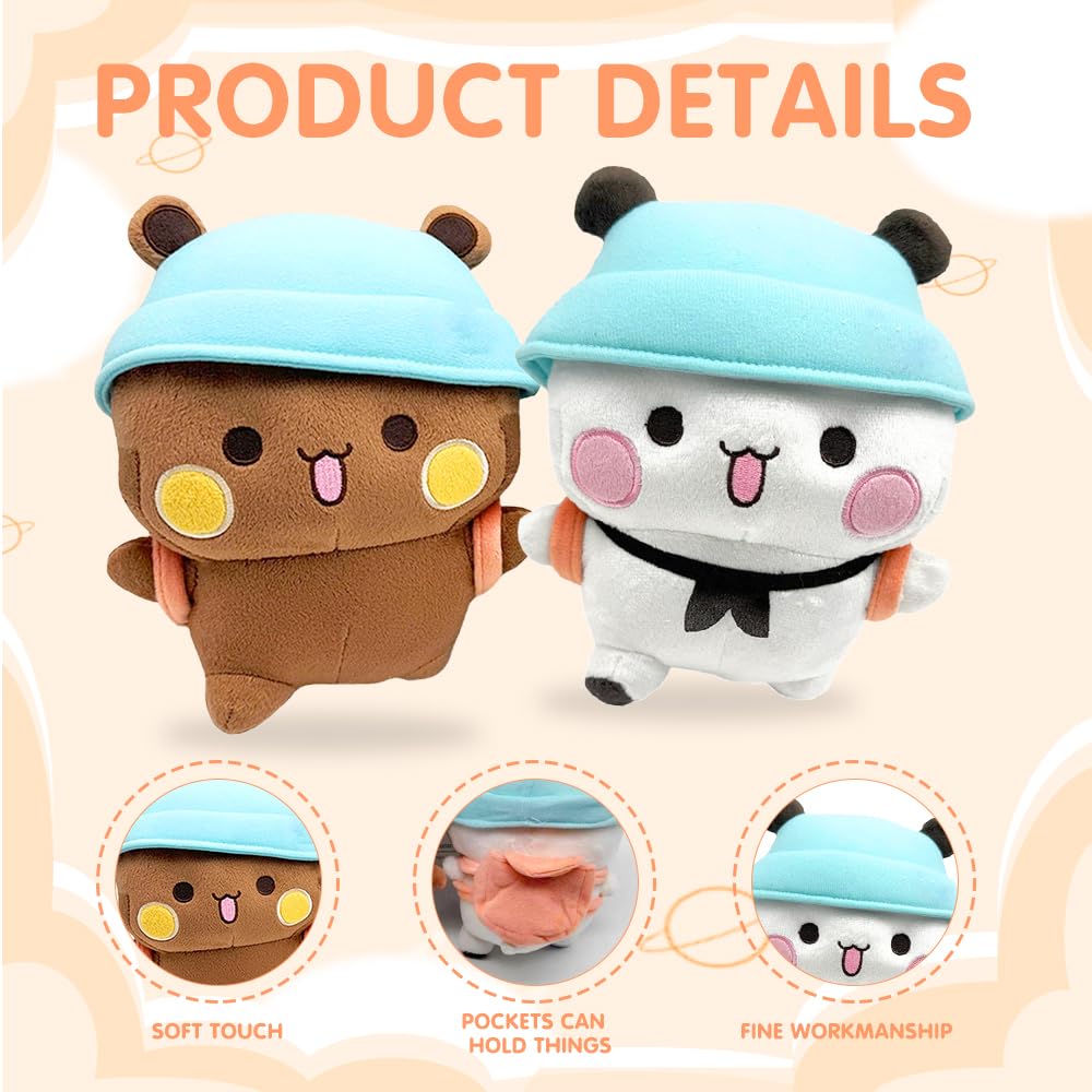 Dhqkqg Budu Dudu Plush Toy, 2 Pieces, Dudu Budu Plush Toy, 20 cm Panda Adorable Soft Plush Animal Cushion, Birthday Party Gifts for Boys and Girls