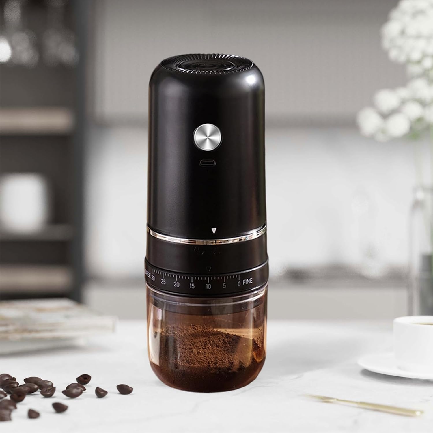 Electric Coffee Grinder Portable, White