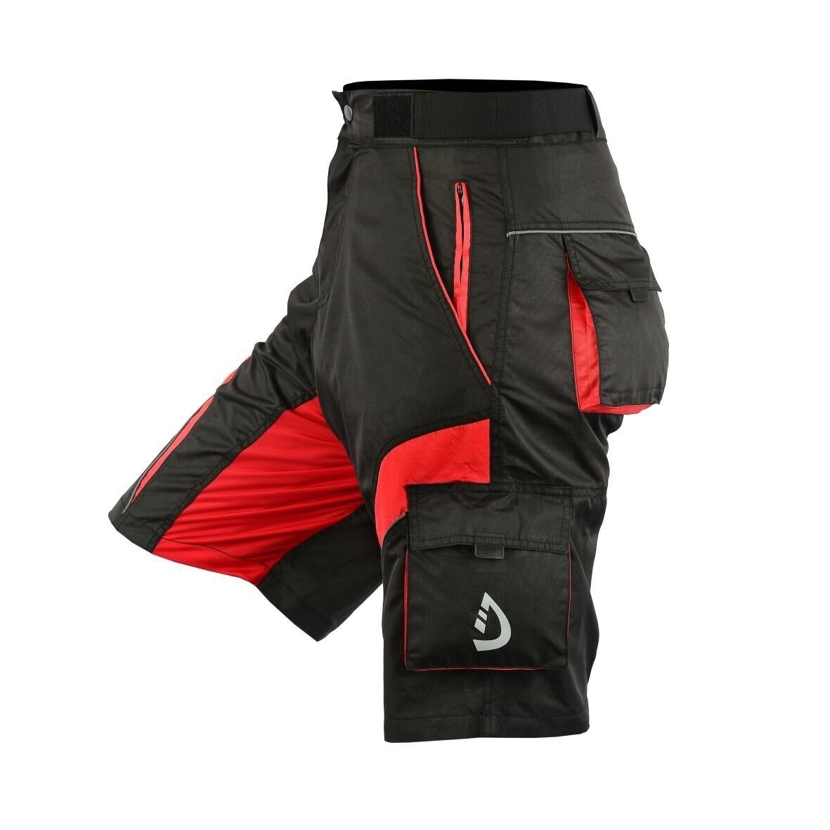 Mens Cycling MTB Shorts Padded Free Liner Off Road Bike Shorts (Small) Black/Red
