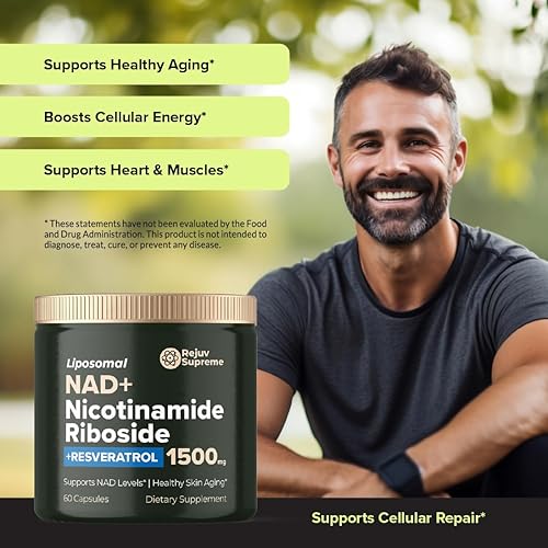 Miniatura 4 de Suplemento NAD de 1500 mg, ribósido de nicotinamida liposomal, 300 mg de trans-resveratrol, NAD nicotinamida ribósido resveratrol alternativa NMNH,