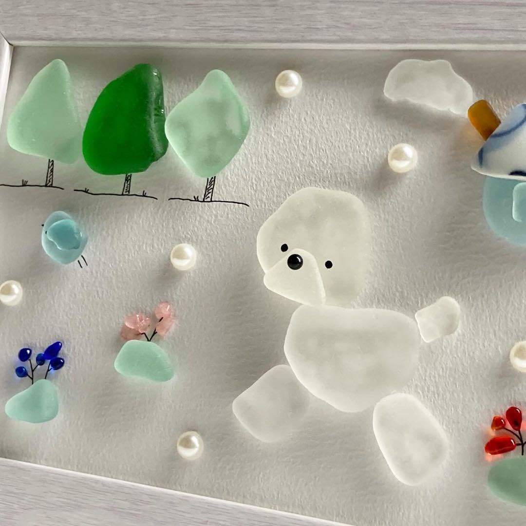 Amazon.co.jp: 大きめサイズ うちの子シーグラスアート ビション