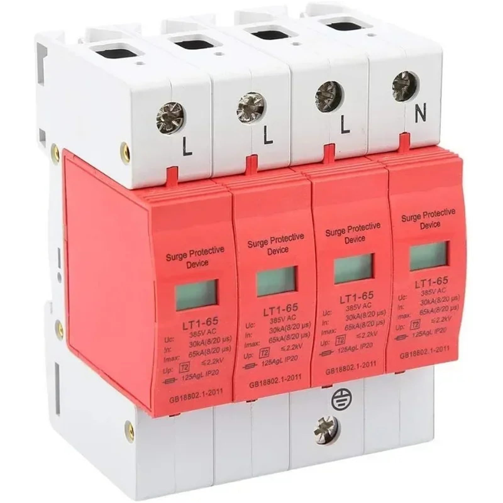 Ochrona przeciwprzepięciowa AC, urządzenie przeciwprzepięciowe w domu, zabezpieczenie niskiego napięcia 4P 80KA385V do ochrony odgromowej na szynie DIN