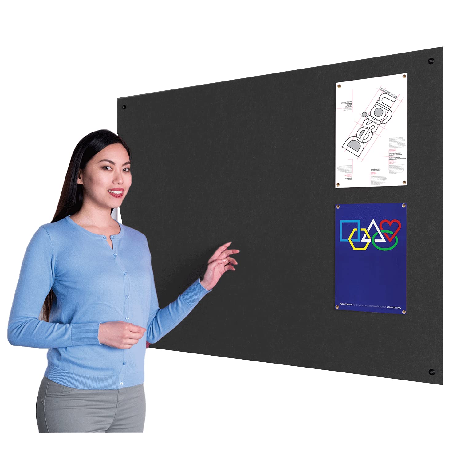 Wonderwall Frameless Charcoal Noticeboard, Fire Resistant Pinboard, 120 x 180 cm, 8 Colours to Choose from - Ideal for Office, School, Social Clubs, Healthcare, Housing Associations