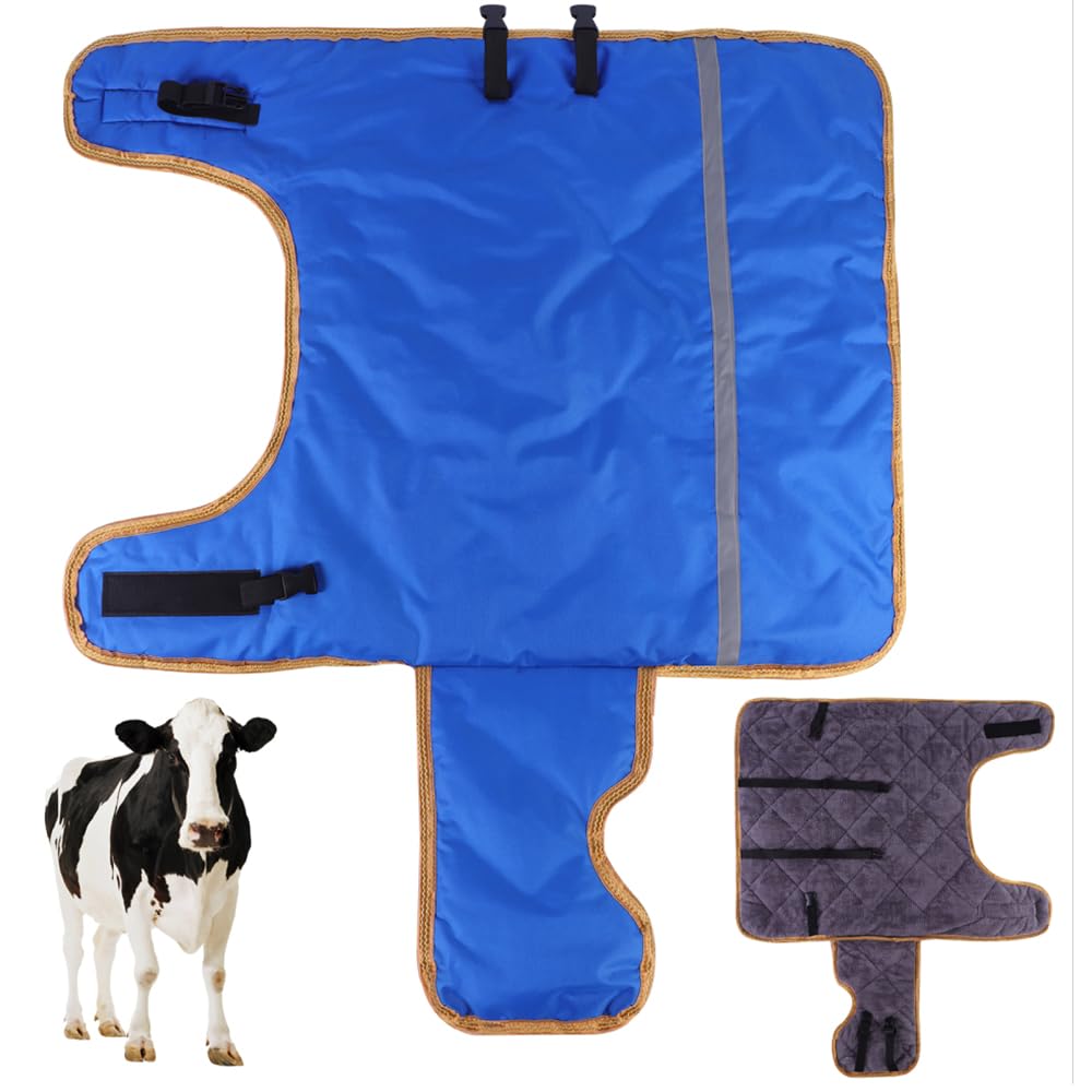 2Pcs Calf Warm Clothes Calf Saver Coat Blanket for Keep Cow Warmming Thickened Belly Protection Windproof Blue Plush