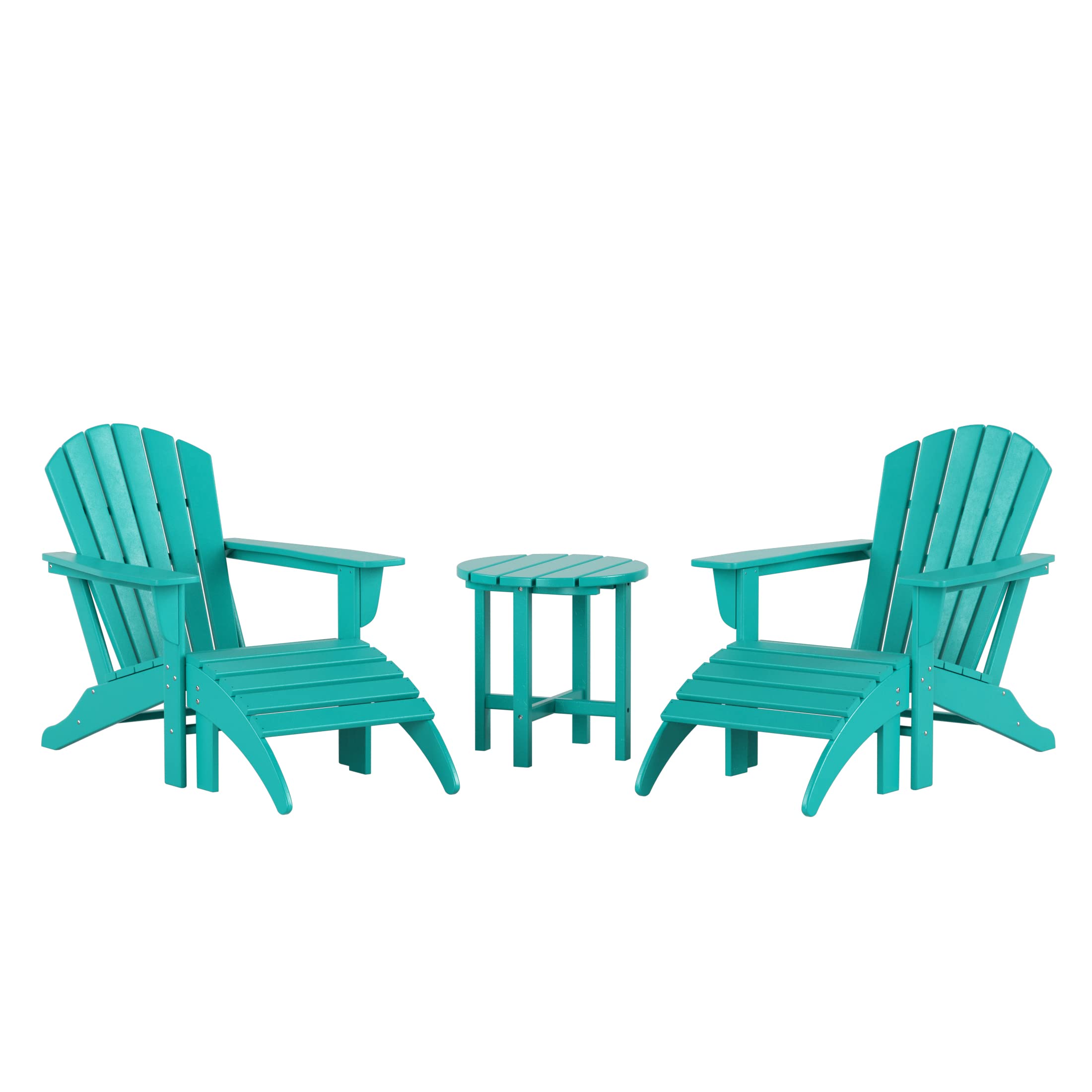 Dylan Outdoor Adirondack Chair with Ottoman and Side Table 5-Piece Set Turquoise