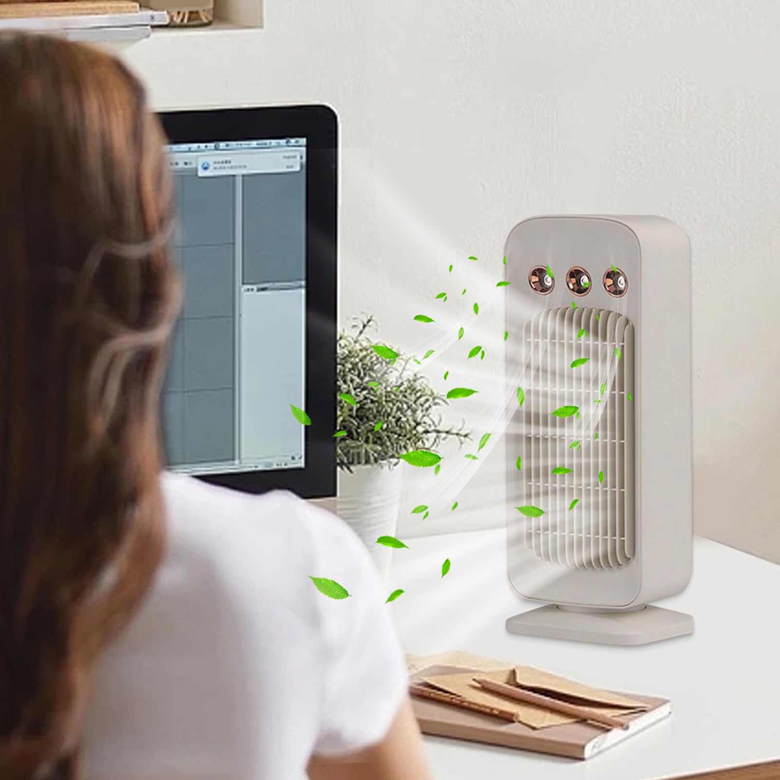 Générique Ventilatore Portatile Raffreddatore Ad Aria Oscillante 3 Velocità | Ventilatore da scrivania silenzioso rinfrescante portatile per casa, dormitorio, camera da letto, soggiorno, esterno, bagno,