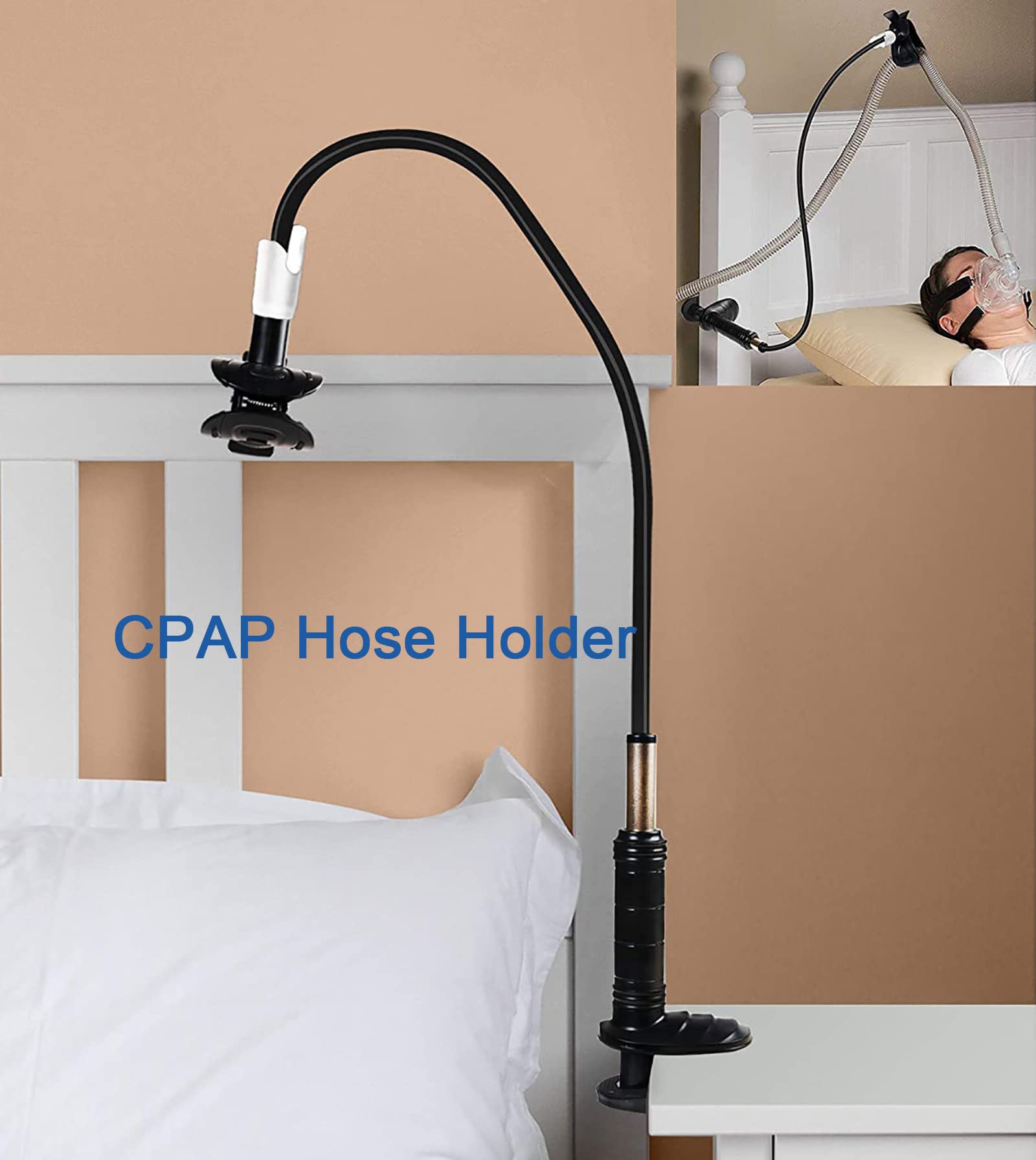 Supporto per tubo flessibile, gancio di supporto per tubo, piegatura libera, base a spirale rinforzata, rotazione universale a 360°, accessori universali per dormire per evitare perdite di tubo,