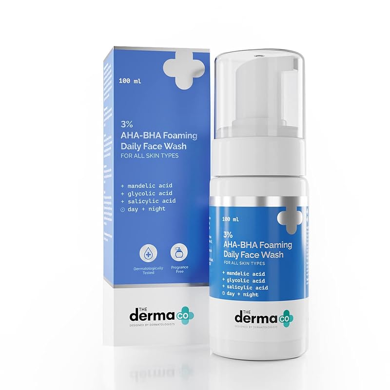 The Derma Co Limpador facial espumante AHA-BHA 3%, 100 mL
