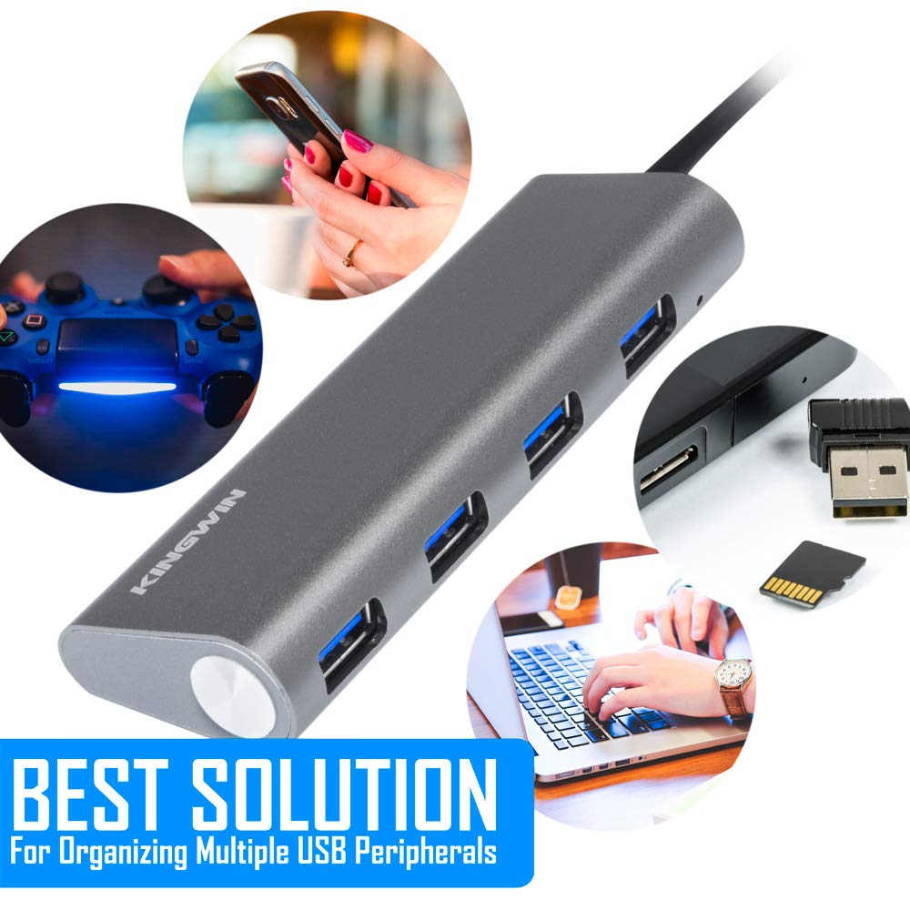 USB Hub 4-Port (5Gps) Transfer Speed Kingwin Data Hub for Flash Drive & Card Reader on MacBook Pro, Mac Computer, Mini Computer, Mac Pro, and more - 3
