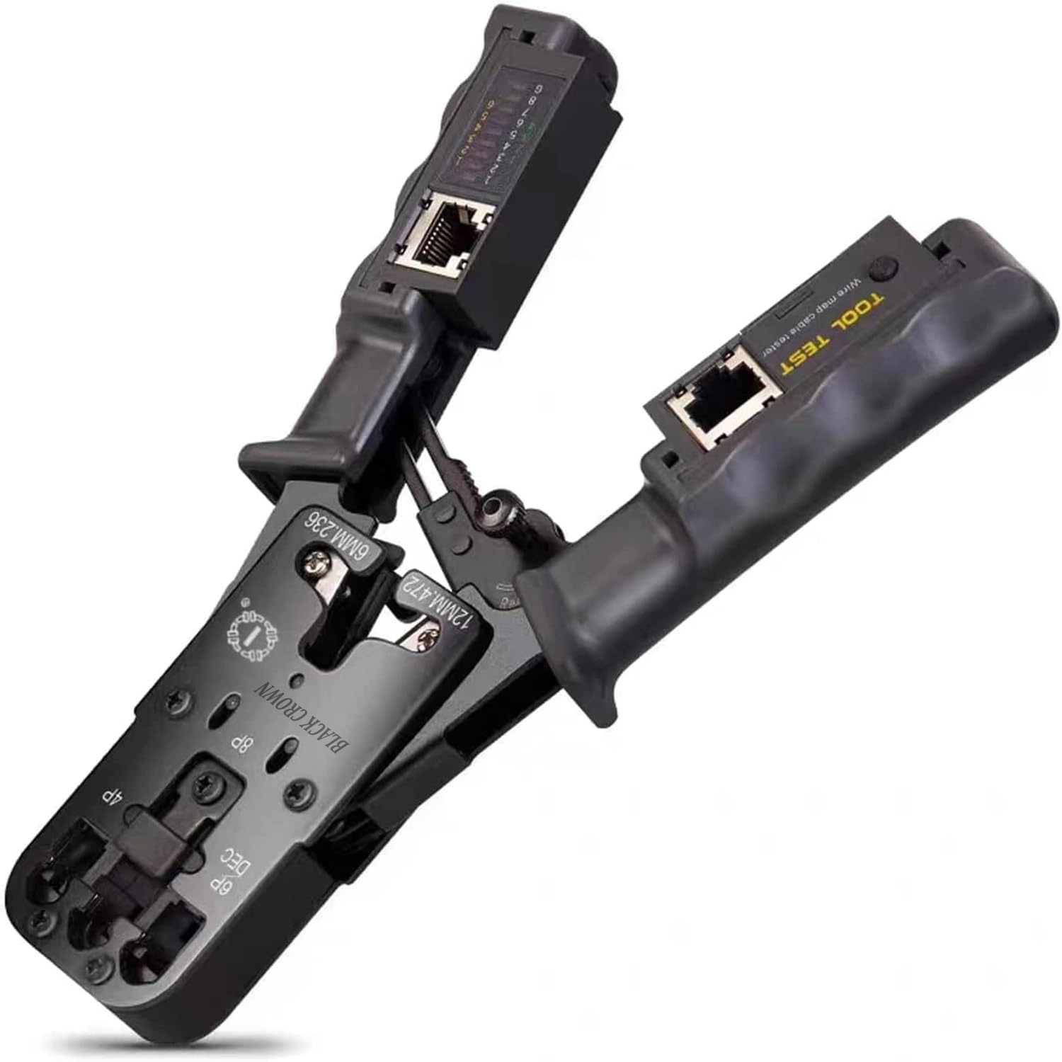 BLACK CROWN Network Cable Crimper With LAN Tester for RJ45/RJ12/RJ11 - 4P 6P 8P Telephone Cable Pliers Ratchet Crimping Tool for Modular Telecom-picture-19