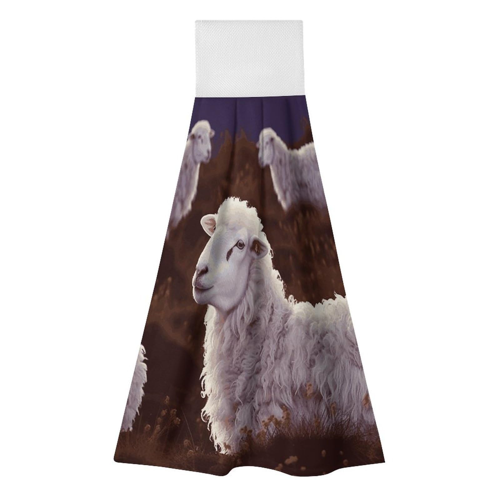 BTCOWZRV Sheep Hanging Kitchen Towels with Loop, 2 PCS Luxury Hand Towels for Bathroom, Soft Microfiber Absorbent Face Towels Quick Dry Cleaning Cloths for Kitchen Dish Towels