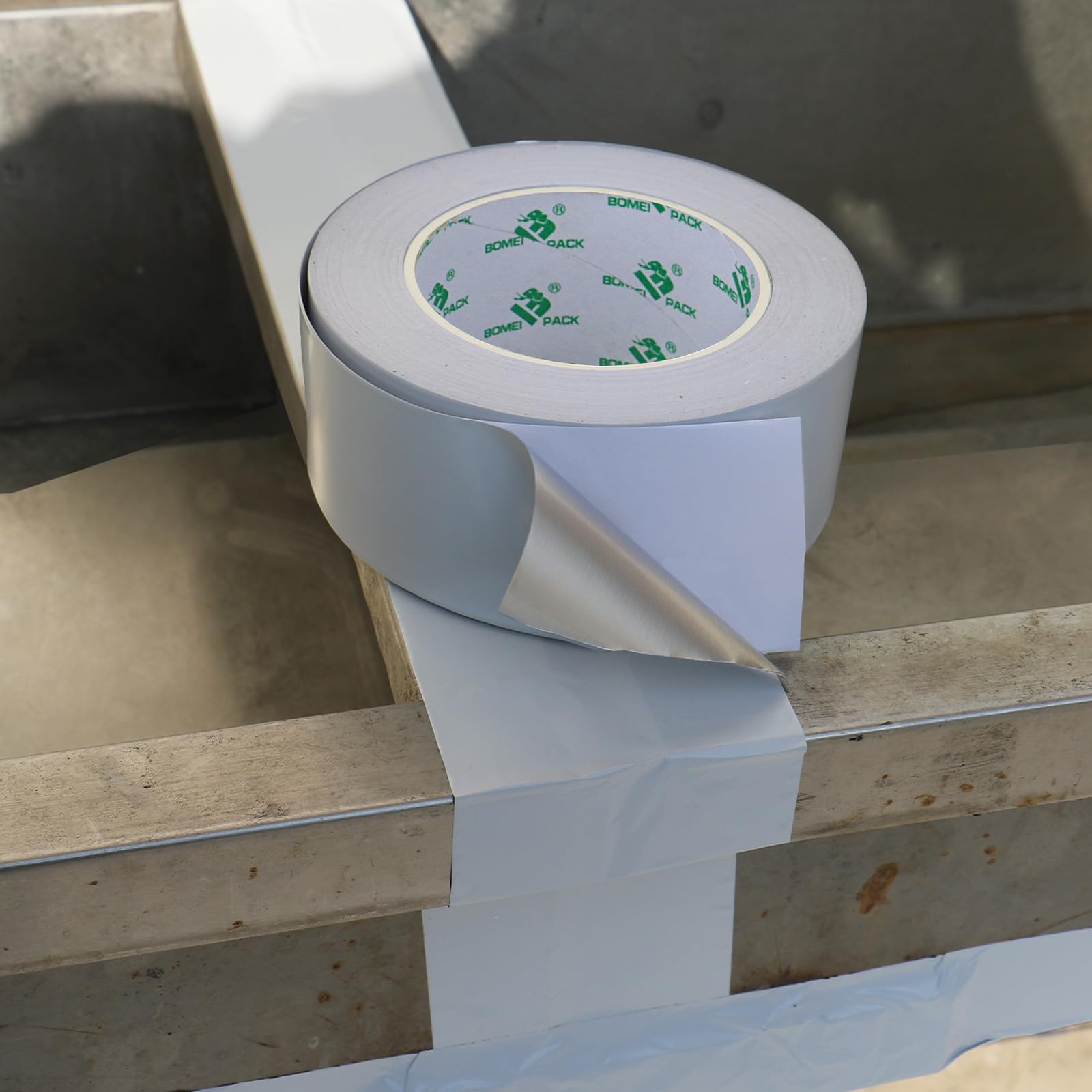 BOMEI PACK 2 rollos de cinta de aluminio blanco de 50 mm x 50 m, resistente al calor, cinta de lámina de alta temperatura, 2 pulgadas, reparación de tuberías aislantes, calefacción, ventilación