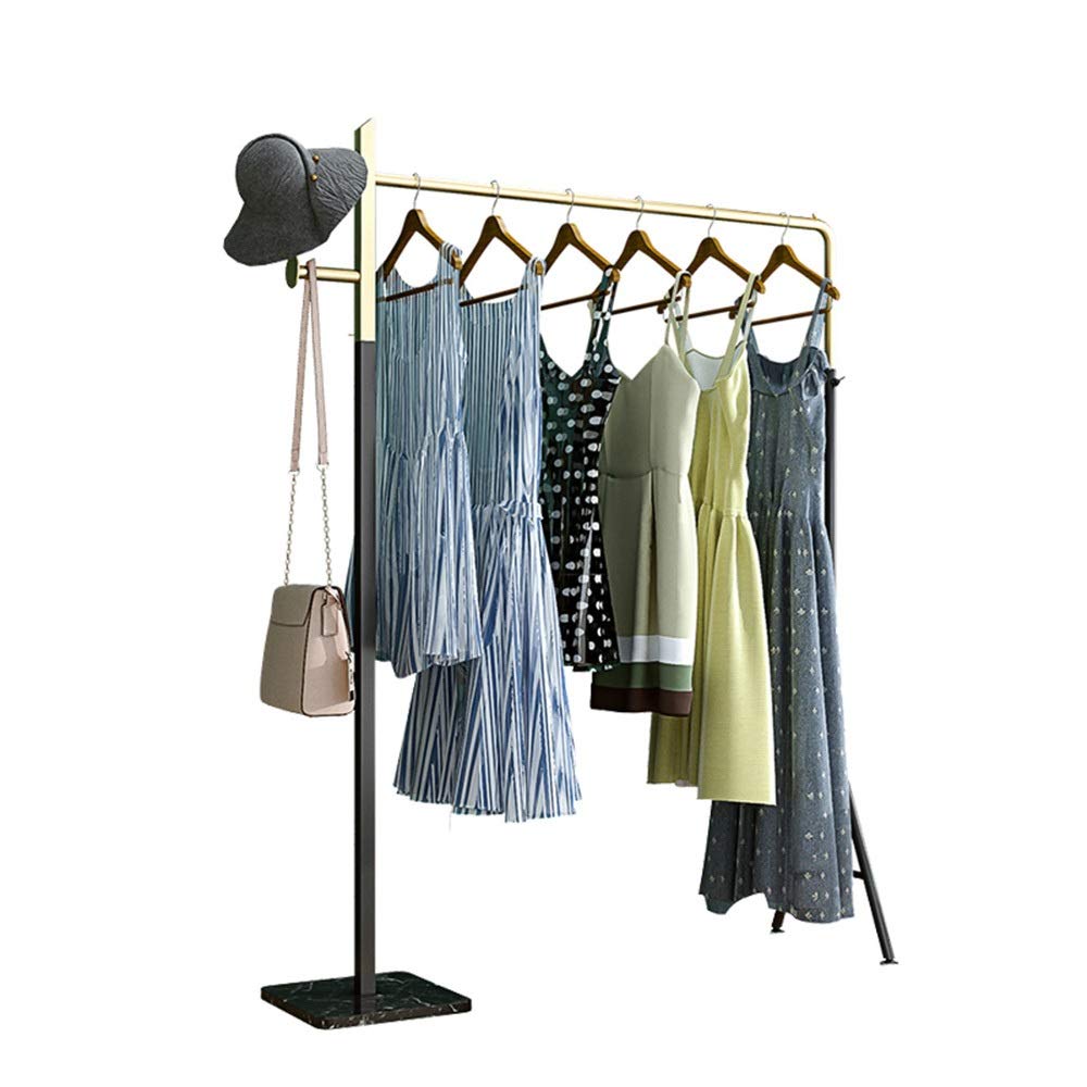 Kleiderständer im nordischen Stil, Haushaltswaren, strapazierfähige Kleidung, Kleiderständer, Kleiderstange, Metall, Kleiderstange, Kleiderbügel, Schwarz + Gold, Last 260 Lb (Size : 60×38×160cm)