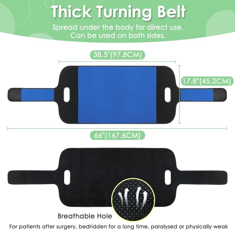 Patient Turning Device Transfer Belts For Lifting Seniors Medical Sling For Bedridden Elderly To Change Diaper Mobility Daily Living Assis Aids Nursing Sling With Handles For Bed Positioning (Blue)
