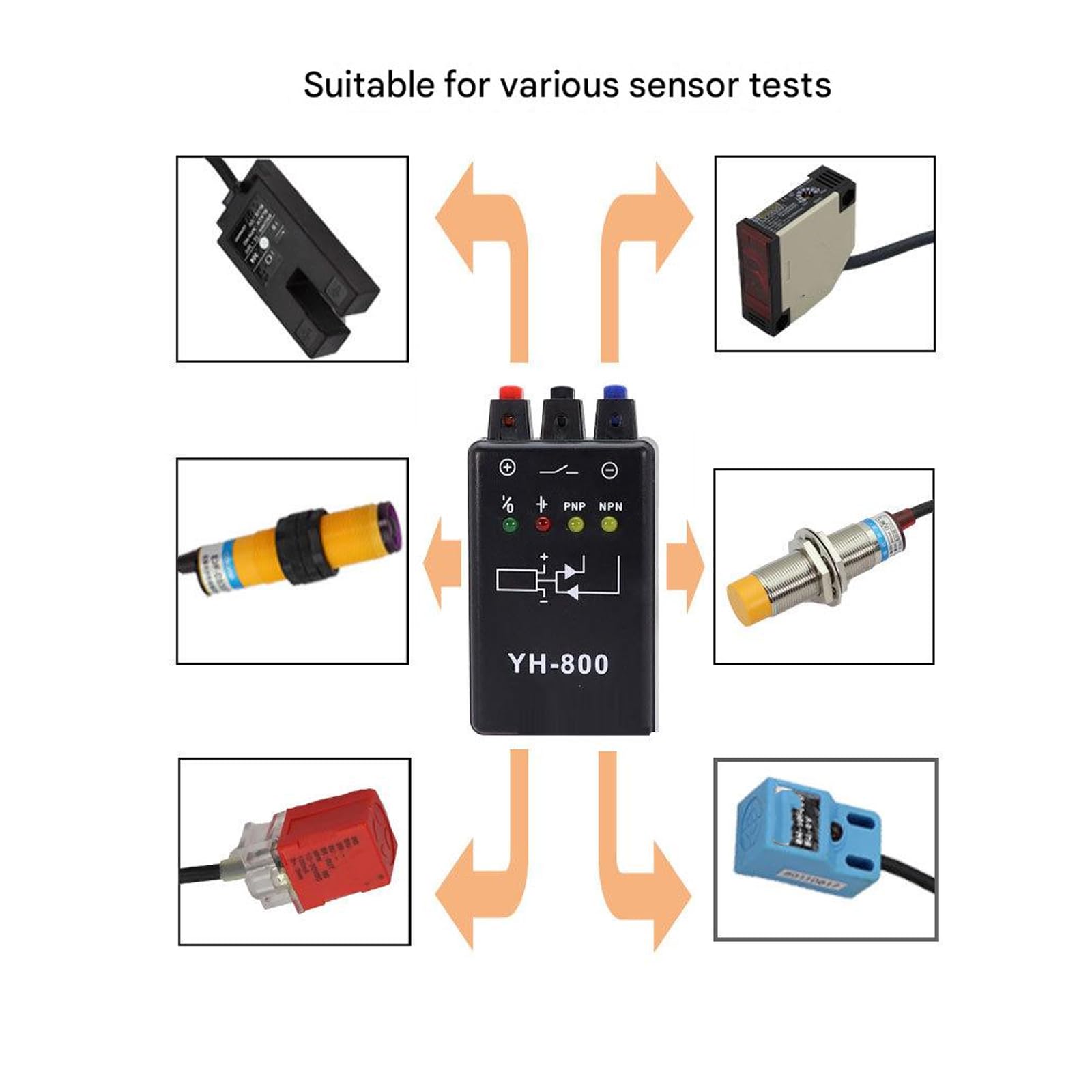 Tester per sensori fotoelettrici YH800 Strumento di test affidabile per fotocellule con indicatori chiari per risultati facili Tester fotoelettrico Misurazione precisa