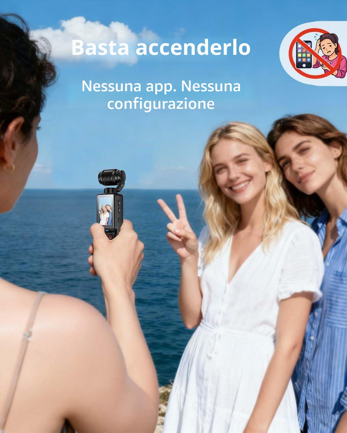 W & O Videocamera Vlogging con obiettivo rotante a 180°, fotocamera tascabile con registrazione audio e video, batteria da 7 ore, telecamere POV portatili con scheda da 32 GB, facile registrazione con
