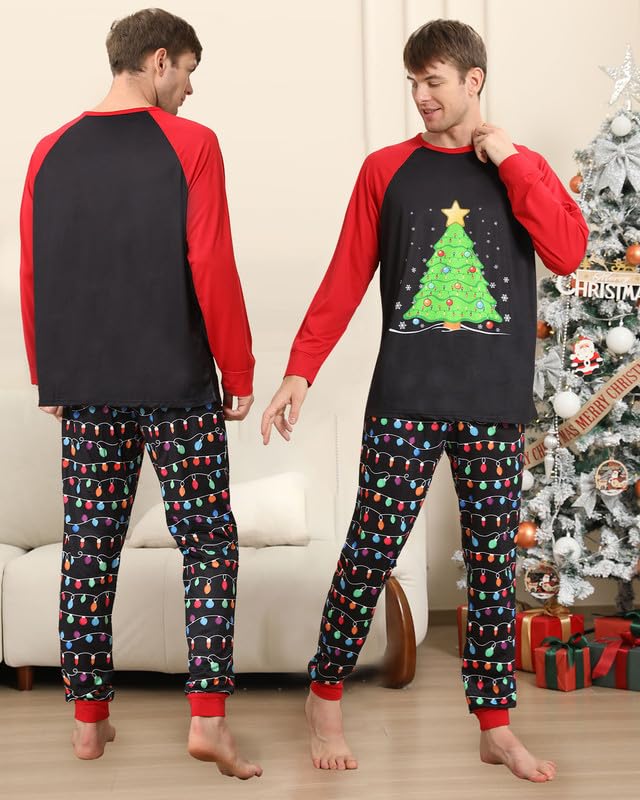 Kouric Pigiama Natale Famiglia, Pigiami Natalizi per Tutta la Famiglia, Renna Pigiama Natalizio Famiglia Pigiami Natale, Girocollo Due Pezzi Natale Pigiama Famiglia Set per Donna Uomo Bambino Bambina