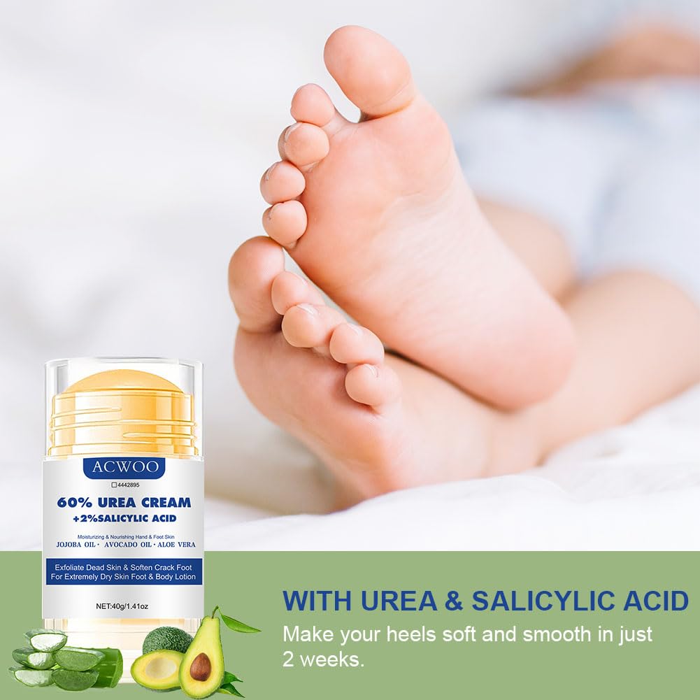ACWOO Crema Piedi Urea 60%, 40g Crema Talloni Screpolati, Crema per Piedi e Mani e Screpolati Rimozione e Ammorbidimento Dei Calli，Crema Idratante per Perpelli Screpolate, Spaccate e con Ragadi