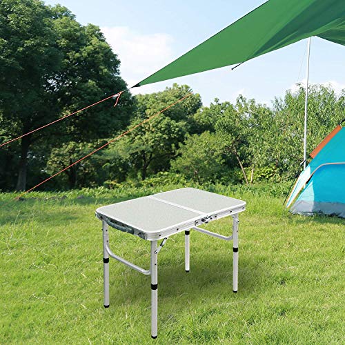 Redswing Small Folding Table Portable 2 Feet, Small Foldable Table Adjustable Height, Lightweight Aluminum Camping Table, 15.7 In X 23.6 In X 19 In #TOP1