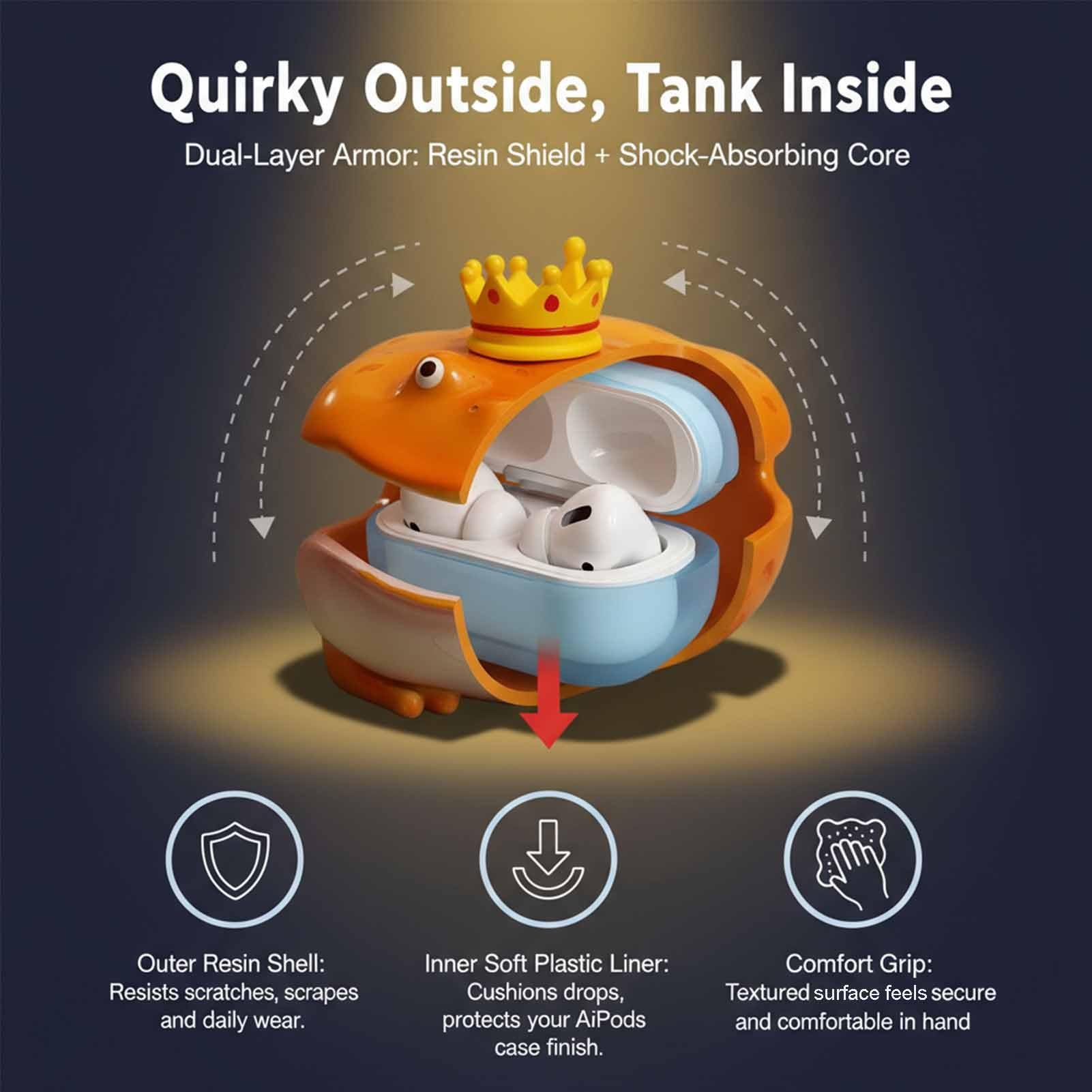 Frog Airpod Case, Toad Airpod Case Frog Wireless Earphone Protector Frogs Earphone Cases AirPodscase Novel Animal Earbuds Cover for Air Pods 1 4 Pro 2 3 Daily Use and Gifts(Yellow A,AirPods 4)