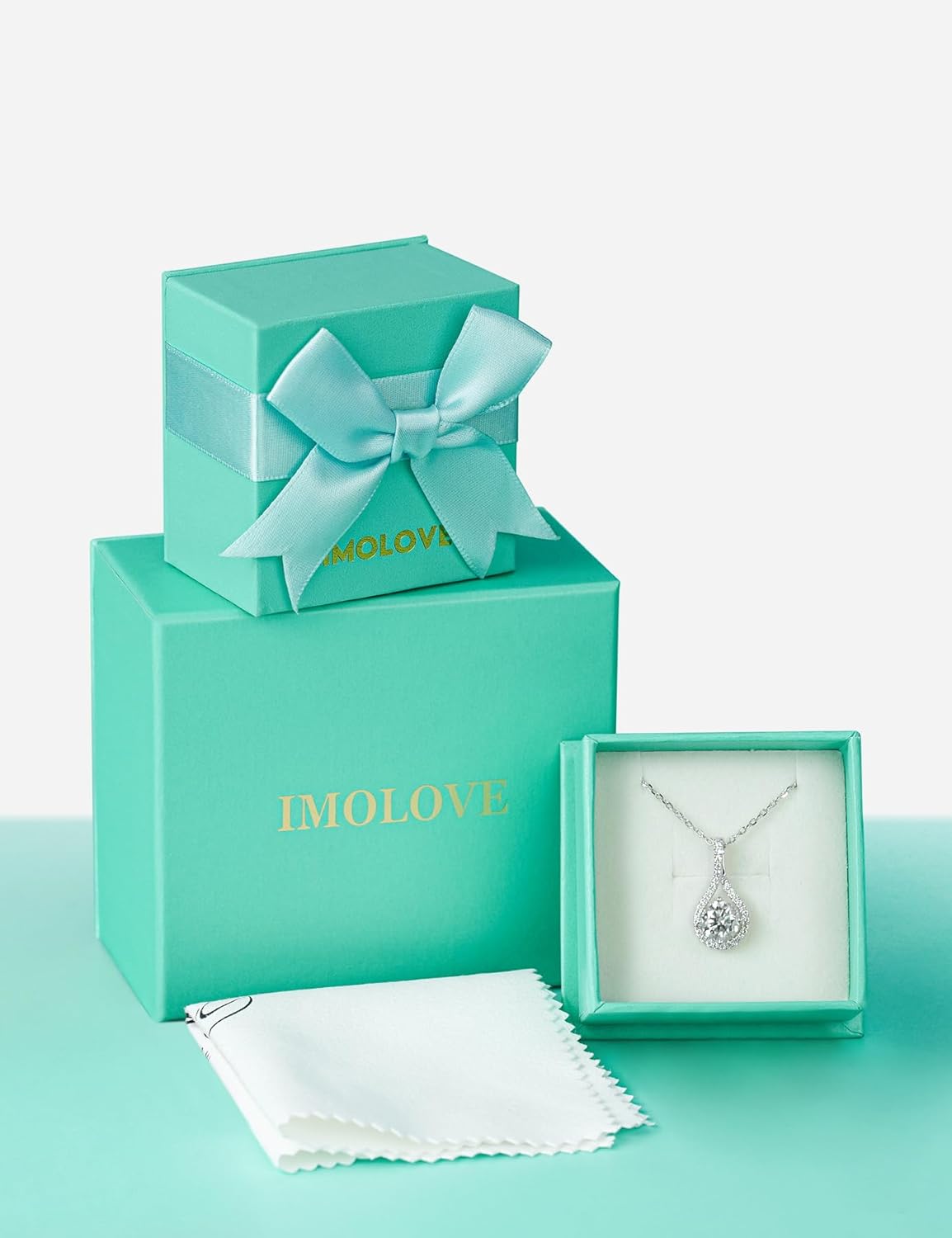 IMOLOVE Moissanite Teardrop Pendant Necklaces for Women 925 Sterling Silver with 2CT Moissanite Solitaire Jewerly for Women