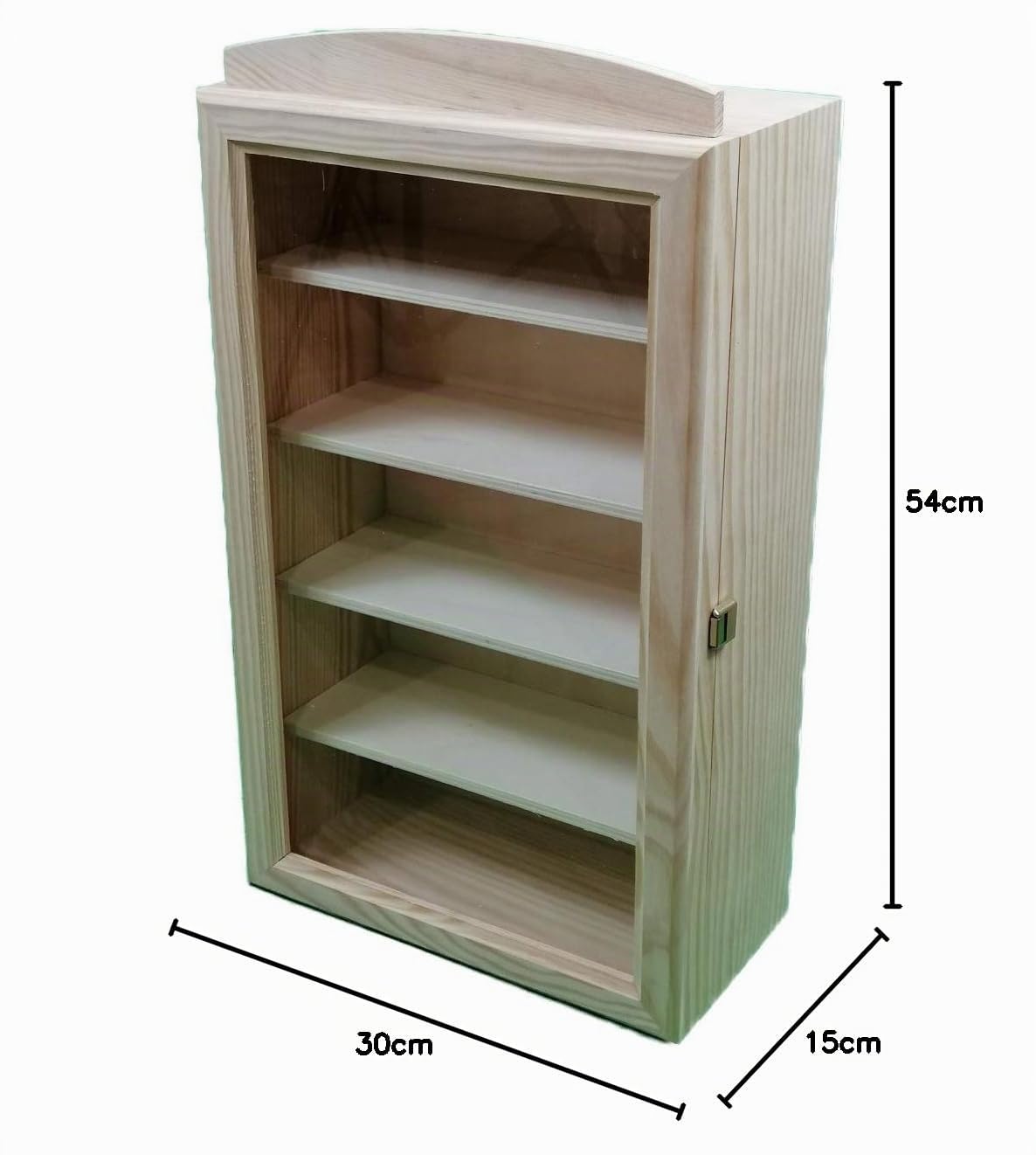 GRECA Vitrina Madera. Fondo 15 cms. Medidas (Ancho/Fondo/Alto): 30 * 15 * 54 cms. En Madera Natural. Se Puede Pintar.