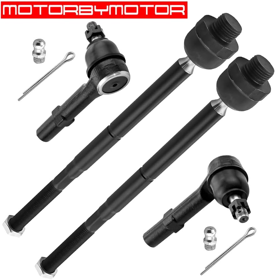 MotorbyMotor Front 4pc Tie Rod fits for Chevy Silverado 1500 Tahoe Avalanche Suburban, GMC Seirra 1500 Yukon XL, Cadillac Escalade ESV EXT Inner and Outer Tie Rod Ends EV800084 EV800223