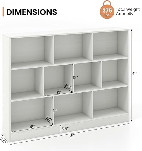 Miniatura 3 de Costzon 10-Cube Bookshelf for Kids, Wooden Toy Storage Organizer w 2 Anti-Toppling Kits, 3 Tier Open Shelves & Non-Slip Foot Pads, Montessori Toy
