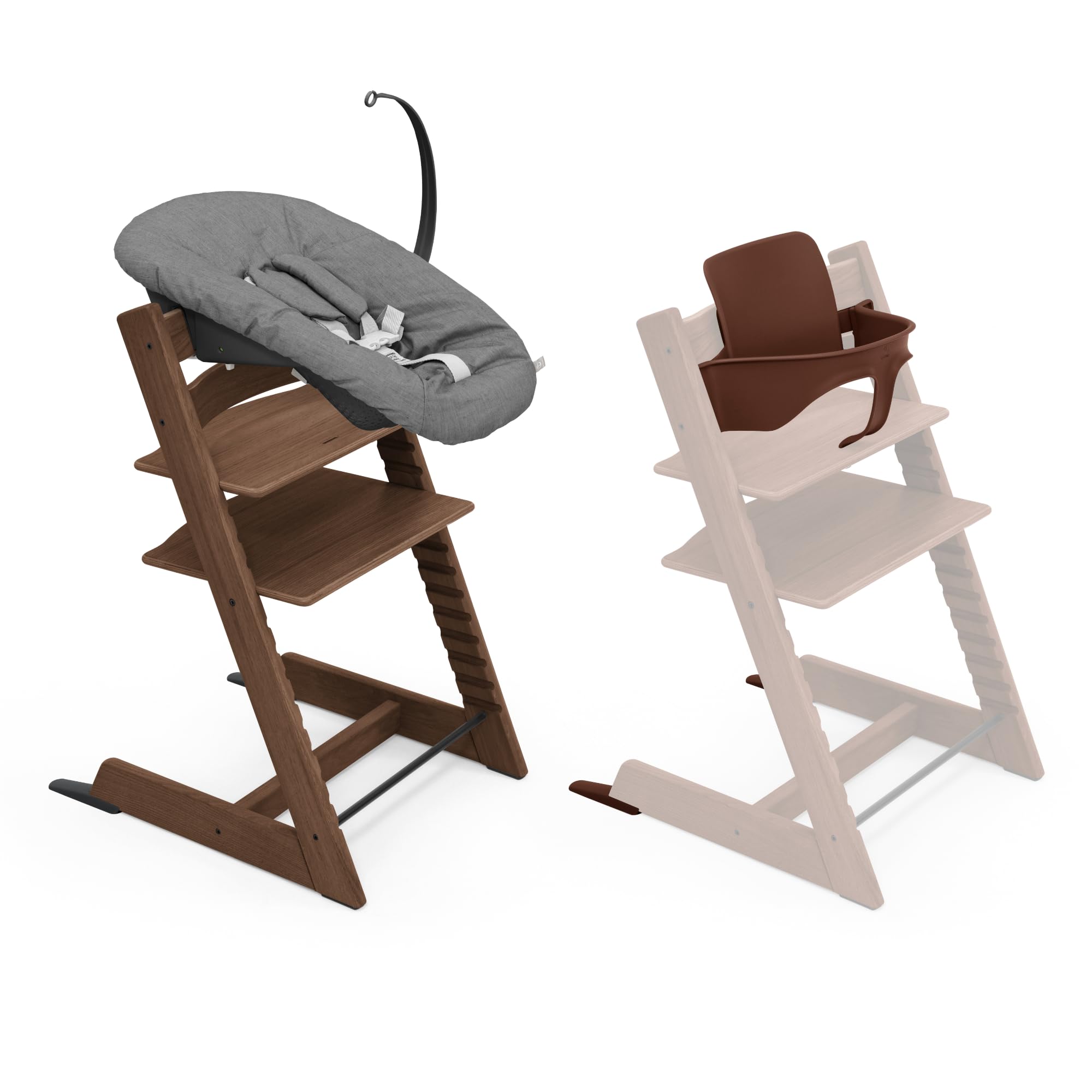 Stokke Tripp Trapp Hochstuhl, Oak Warm Brown/Warm Brown (inklusive Stuhl & Baby Set2) mit Newborn Set - Sicheres, verstellbares, ergonomisches Design