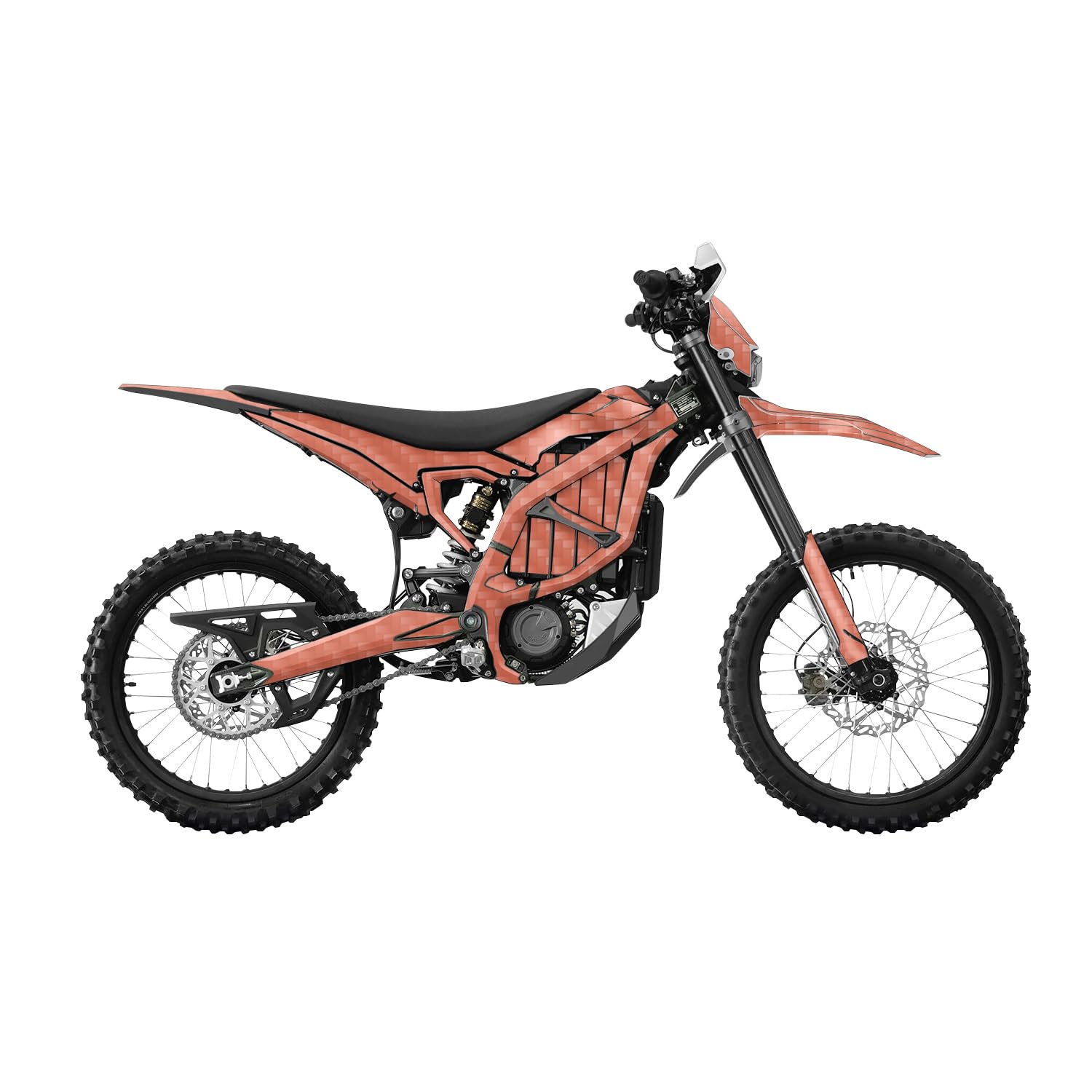 Carbon Fiber Surron Ultra Bee Graphics Kit Wrap - Solid Salmon - Sur-Ron Skin - Premium 3M Vinyl Protective Wrap Decal Cover - Easy to Apply | Crafted in The USA by MightySkins
