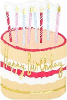 Vista 1 de Paquete de 12 servilletas prémium con forma de pastel, ideales para niños y adultos, con texto en lámina dorada, rosa