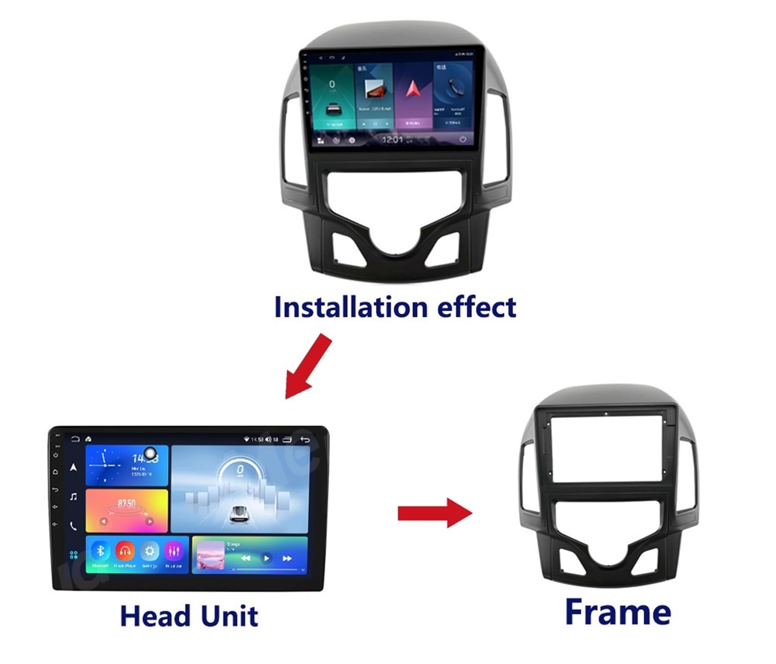 Mascherina per Autoradio Autoradio Stereo | Cornice Del Pannello Di Controllo Del Centro Di Navigazione Cornice Versatile Per Hyundai Per I30 2007-2011