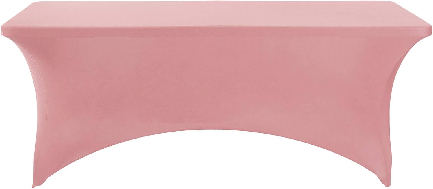 Spandex Table Cover for 6Ft or 4fT or 8ft Table Universal Fitted Stretch Tablecloth for Party, Banquet, Wedding and Events-Dusty Pink 72" x 30" (Rectangular) Dusty Pink