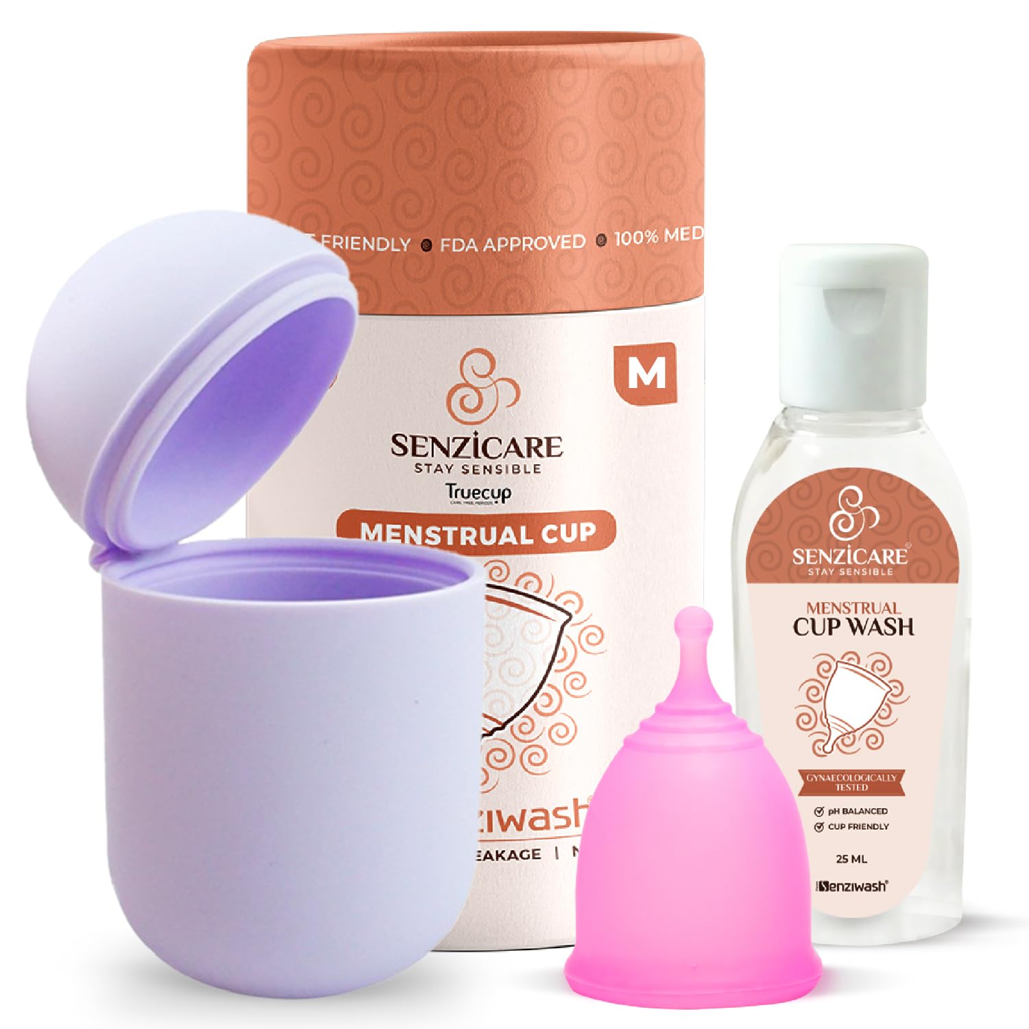 Senziwash Sterilizer Case & Truecup Reusable Menstrual Cup With Cupwash For Women|Portable Cleaning Container & Microwave Steamer (Medium Combo(Lavender)),3 Count (B0C6MDVRFK) Amazon Price History, Amazon Price Tracker