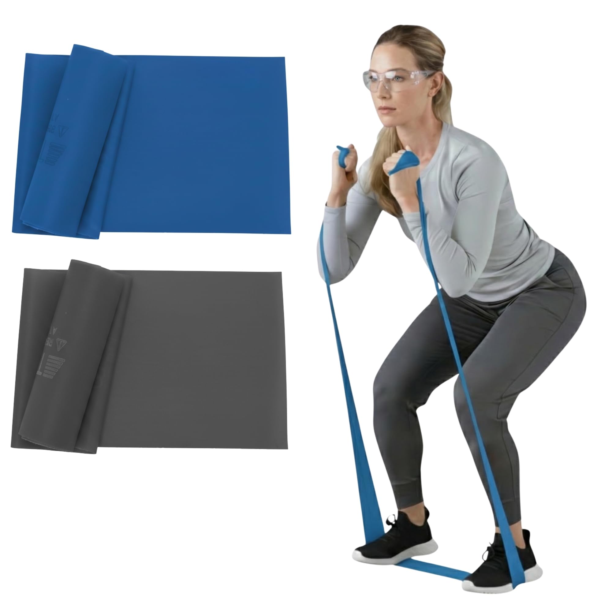 THERABAND Widerstandsband-Set – 2er-Pack (Blau & Schwarz) – 1.5m Latexbänder für Oberkörper, Beine & Rumpf – Für Reha, Physiotherapie, Pilates & Heimtraining
