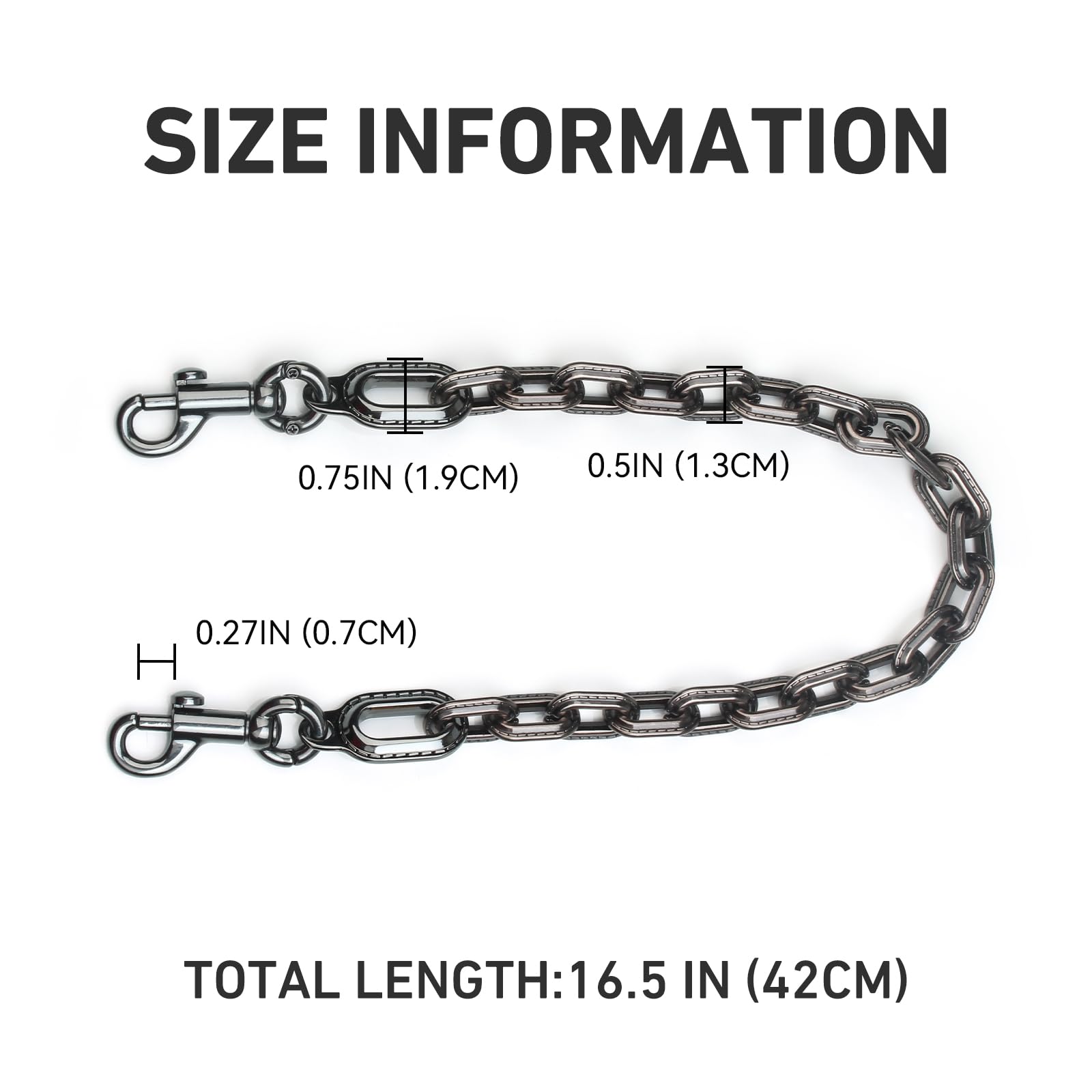 jiesinlov Correa de cadena para bolso de mano, cadenas de hierro con hebillas de metal de repuesto para bolsas de hombro (16.5 pulgadas)