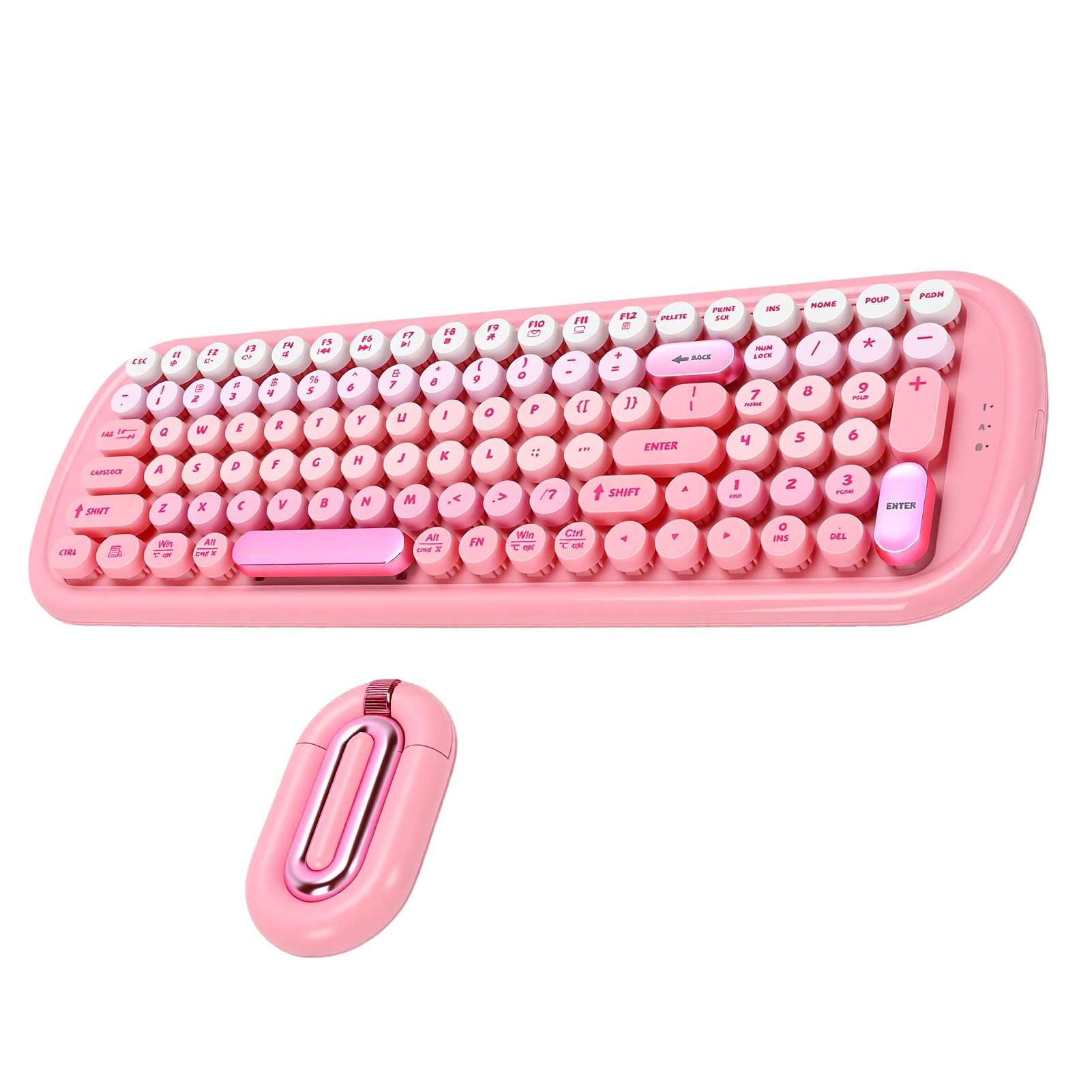 Sorandy Combo de Teclado y Mouse Inalámbricos, Teclas Redondas para (Pink)
