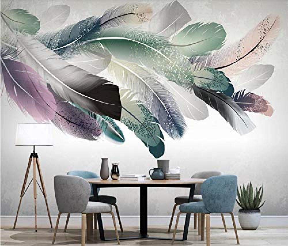 Amazon 山笑の美 壁壁画3d効果壁紙スタイリッシュな色の羽デザイン壁画壁の装飾 400x280cm 壁紙