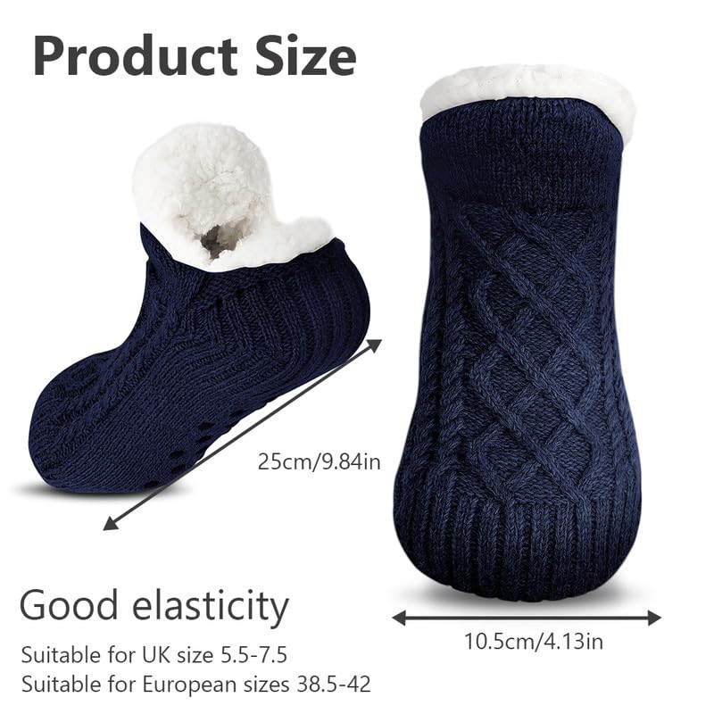 flintronic 1 Paia Calzini a Pantofola per Donna e Uomo, Morbidi e Caldi, Comodi, Caldi Calzini Foderati in Lana, Antiscivolo per Interni