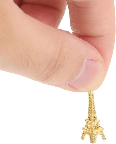 Miniatura 6 de EXCEART 60 piezas Mini colgantes de simulación Torre Eiffel colgantes colgantes colgantes para joyería DIY llavero accesorios (color al azar), Zinc,