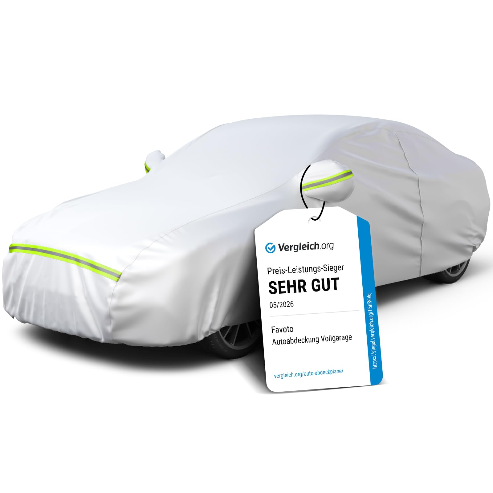 Favoto Autoabdeckung Vollgarage Abdeckplane Auto Garage Staubdicht Wasserdicht Autohülle Autoplane Winter & Sommer für 450-495 cm Sänfte Limousine Silber 2.95kg
