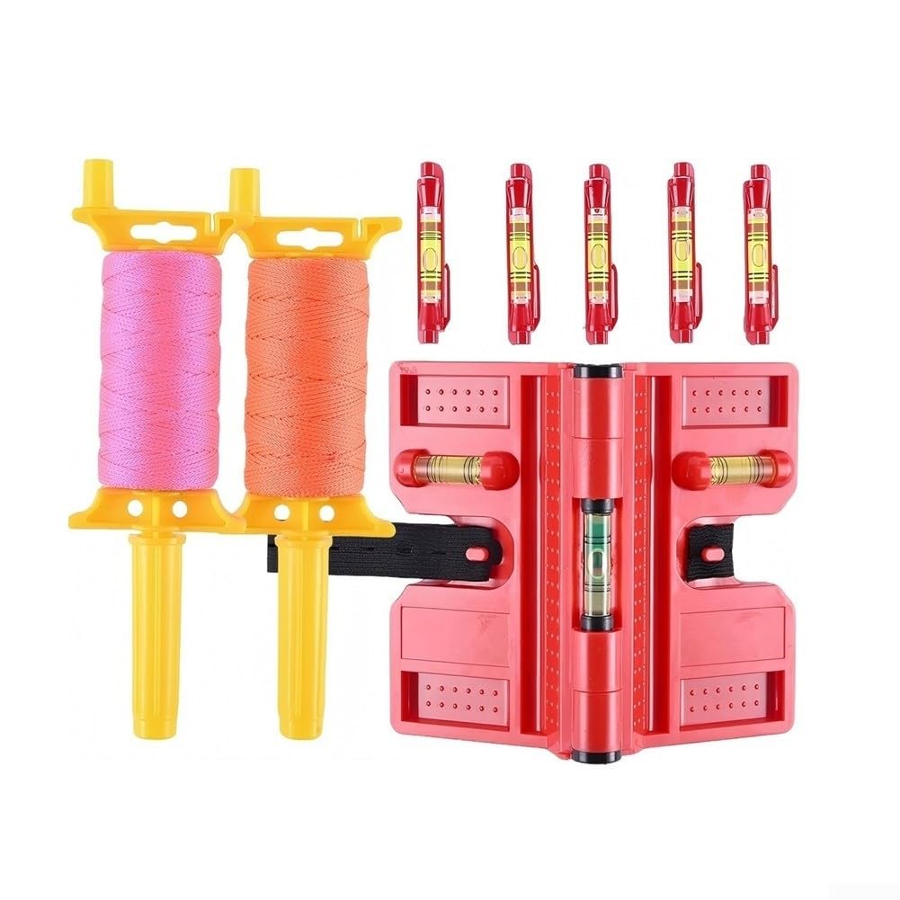 Kit di livella di corda con tubo angolare regolabile a 5 livelli di corda in nylon ad alta visibilità per costruzione e giardinaggio (confezione da 4)