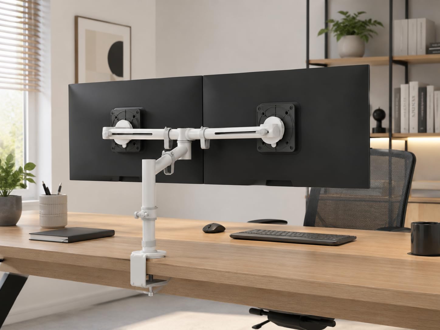 Brazo Monitor Dataflex 48.130 y 48.133 Viewgo | Soporte Escritorio 2 monitores en Blanco o Negro (Negro)