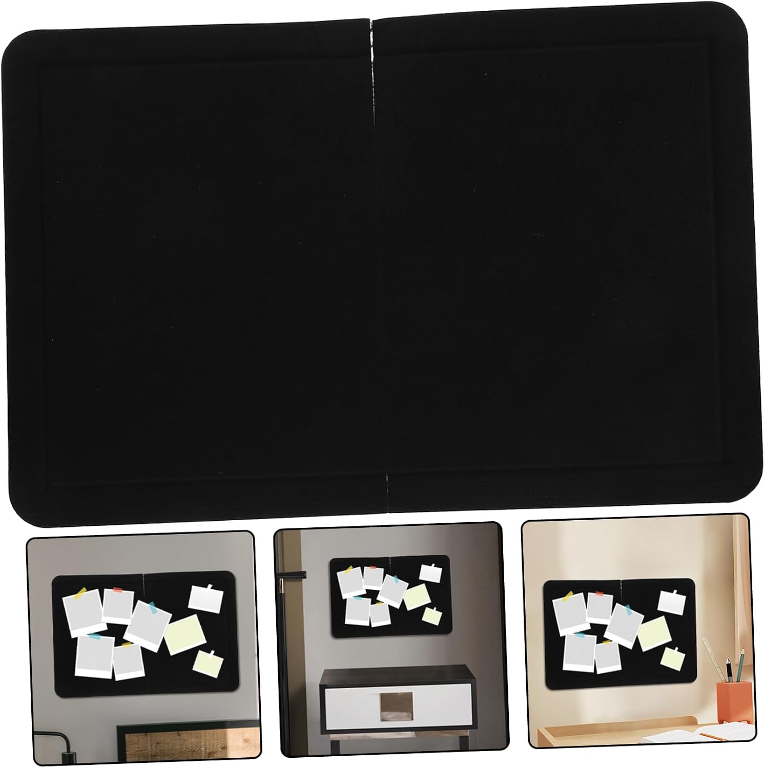 SOLUSTRE Large Felt Wall Sticker Memo Board for Interactive Bulletin Board with Custom Letter Section for Home Office and School for Artwork and Photo Display Black