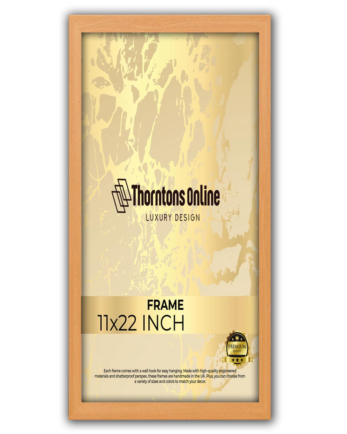 Poster Frame - Beech 11x22'' mdf backing with both ways hanging hooks |Picture Photo frame 22x11'' |Acrylic front | Home & Office Decor