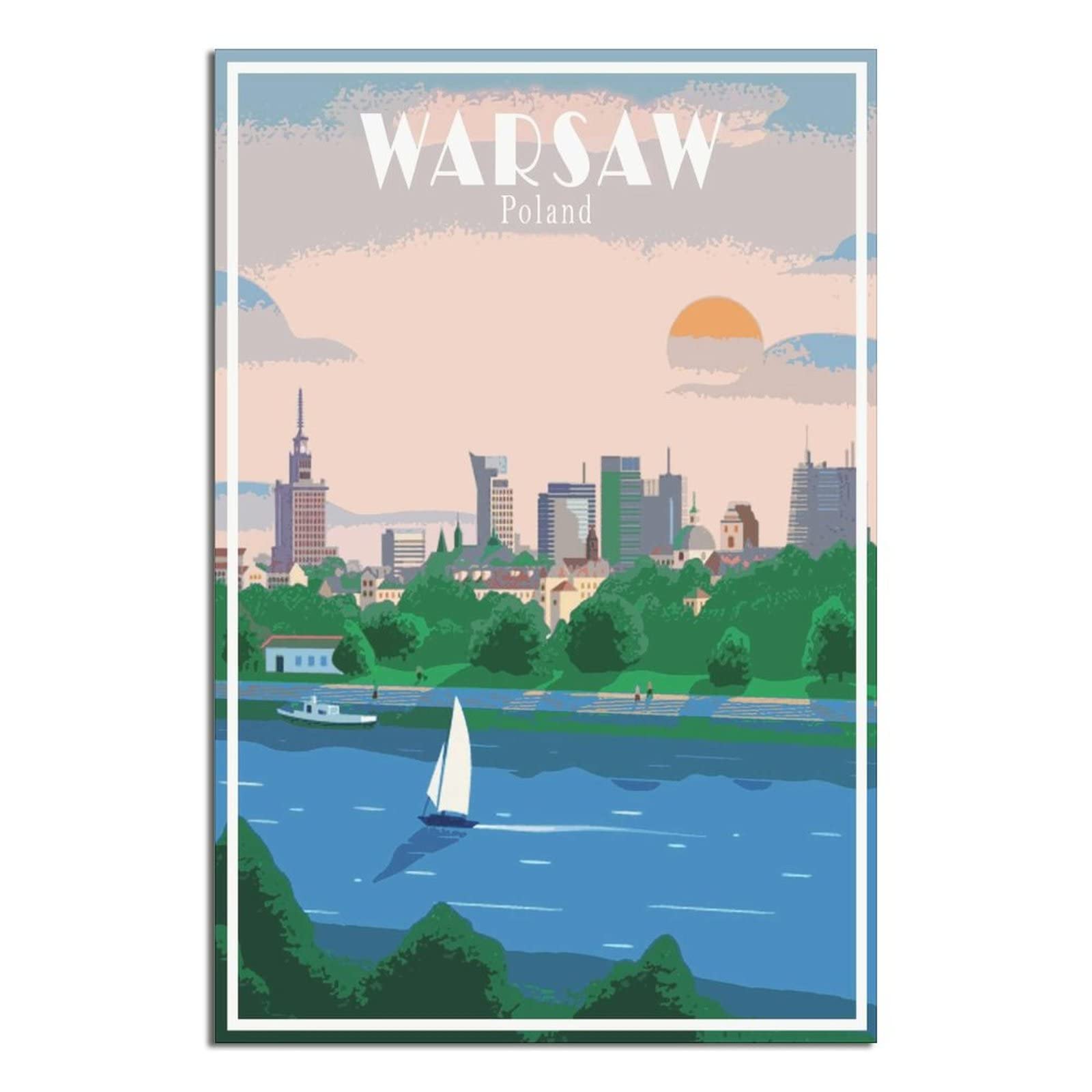 Ktywz A398 Vintage Metal Tin Signs Warsaw Poland Ideal For Pub Shed Bar Office Man Cave Home Bedroom Dining Room Kitchen Gift 20X30cm