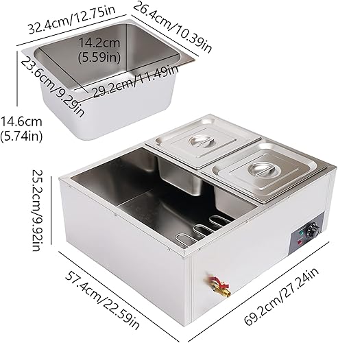Miniatura 3 de 4 sartenes calentador de alimentos comercial servidor buffet bandeja de calentamiento de alimentos eléctrico vaporizador de alimentos de acero
